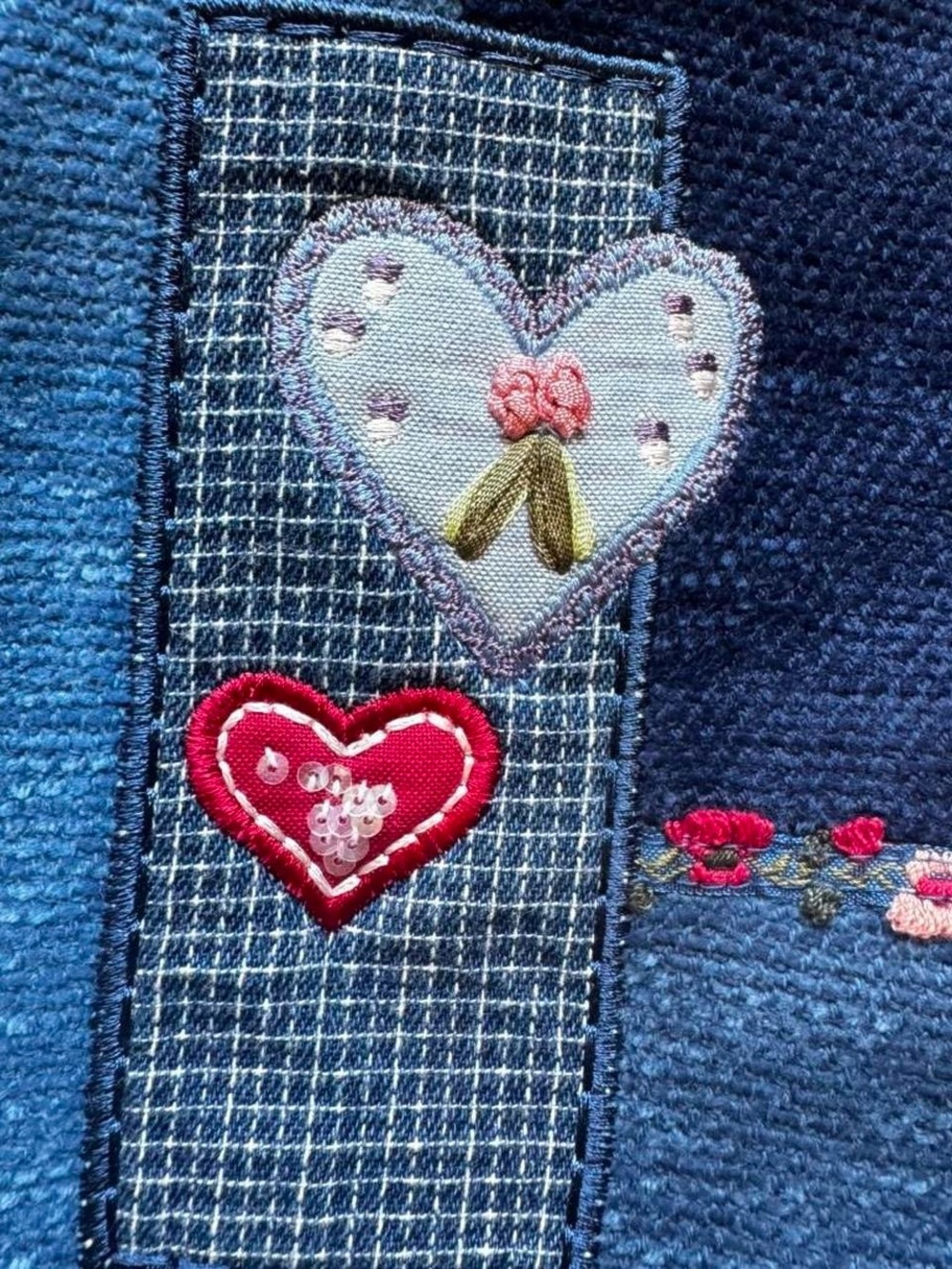 Vintage Koret City Blues Patchwork Denim Look Jacket Plus Size 18W Coquette 90s - Picture 7 of 14